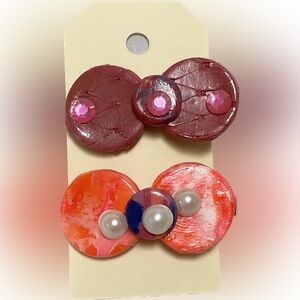 Handmade Clay Hair Bows Clips